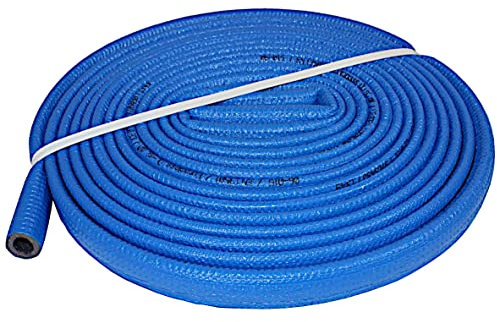10 m Rolle PE-Rohrisolierung Isolierschlauch Blau | Schutzschlauch Heizungsrohr Isolierung mit Schutzhaut | Rohr Dämmung Schlauch Rohrdämmung Warmwasserleitung Heizung (Innendurchmesser: 15mm)