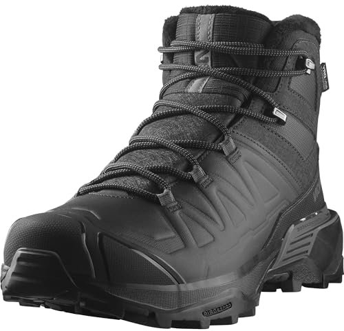 Salomon X Ultra Snowpilot Waterproof Men's Hiking Shoes, Snow Stable, Durable Warmth, and Winterproof, Black, 12