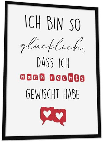 JUHMI Paarbild DIN A4 (21x29 cm) Bilderrahmen wählbar, Poster Geschenke für Paare Valentinstag, Valentines Day, Jahrestag Geschenk, Hochzeitsgeschenk Nach Rechts Gewischt