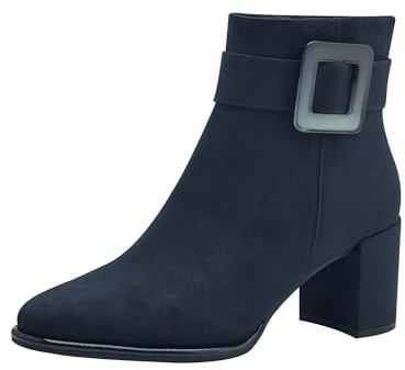 MARCO TOZZI Damen Stiefeletten mit Absatz Vegan mit Reißverschluss, Blau (Dk.Navy Comb), 37 EU