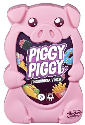 Hasbro Gaming Piggy Piggy, Gioco da Tavola di Strategia per Bambini, Ragazzi e Adulti, Giochi da Viaggio con Carte, Facile da Imparare, 7+ Anni, Multiplayer da 2 a 6 Giocatori