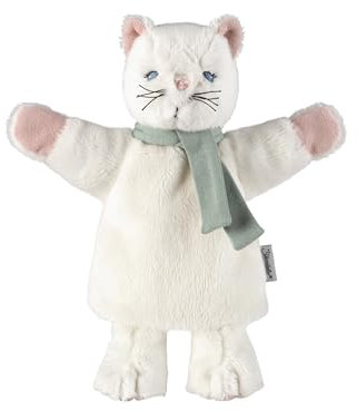 Sterntaler Kinder Handpuppe Katze - weiches Spielzeug zum Puppentheater, Erzählen, Kuscheln & Sprachförderung – perfekter Spielkamerad & Geschenkidee - für Jungen & Mädchen, weiß/rosa