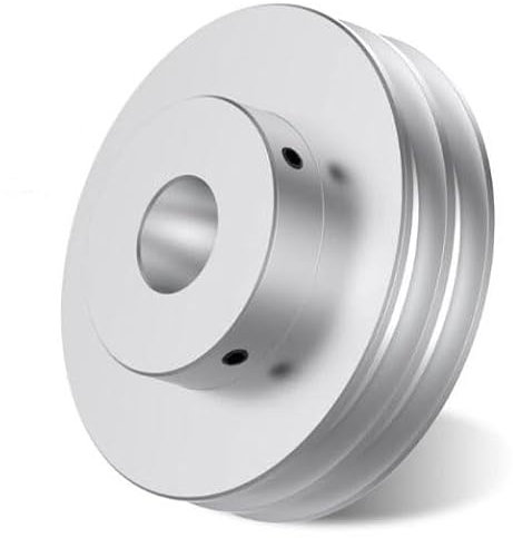 CHANCS V-Form Aluminiumlegierung Doppel-Riemenscheibe Rad 80mm OD 15mm feste Bohrung Riemenscheibe für Motor Welle Antrieb 6mm(1/4) PU Rundriemen
