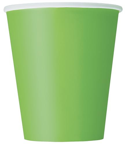 Unique 31426EU - Gobelets en Carton sans Plastique - 266ml - Couleur Vert Citron - Paquet de 14 (Lot de 1)