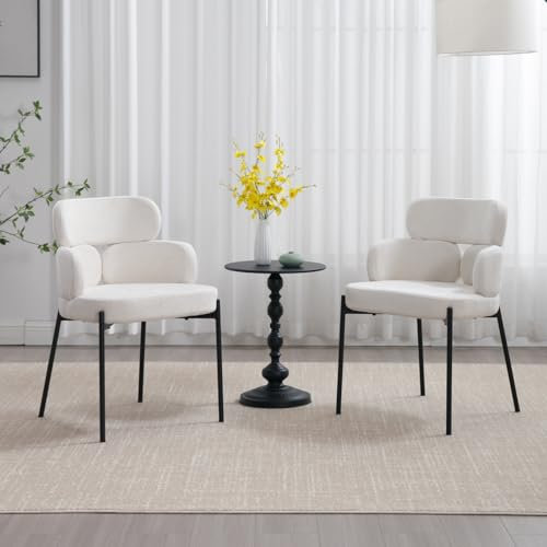 chairus 2er Set Chenille Gepolsterte Esszimmerstühle für Küche Moderne Küchenstühle Sessel Wohnzimmer Polsterstuhl für Esstisch Esszimmer (Beige)