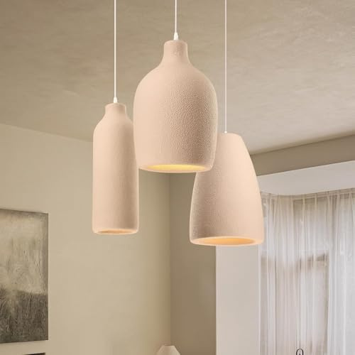 CNMKLM Moderne Pendelleuchte Für Esszimmer Kücheninsel Industrielle Zement Pendellampe Flur Restaurant Hängelampe E27 Sockel Japanisch Wabi-Sabi Stil Hängeleuchte Beleuchtung Leuchte(B/18 * 50CM)