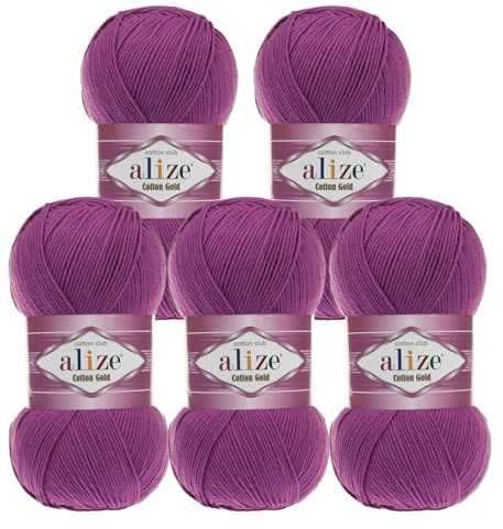 5 x 100g Strickgarn Alize Cotton Gold Uni Klassikgarn Häkelgarn Strick-Wolle Farbwahl