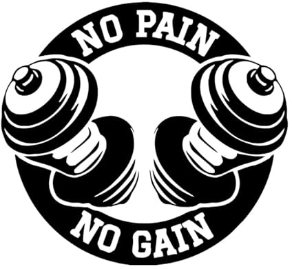 No Pain No Gain Gewichte Fitness Übung Wand Kunst Aufkleber Sport Bild-S-42x46cm-Black