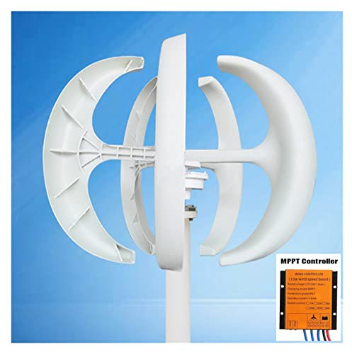 Generatore Eolico, 3000W Piccolo generatore eolico ad asse verticale 3KW 12V 24V 48V con mulino a vento a basso rumore MPPT for eolico domestico,Compatto e solido(White with Control,48V)