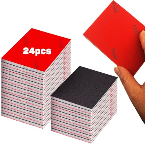 Schleifschwamm Set 24 Stück Schleifschwämme Körnung P2500 Schleifblock | Nassschleifschwamm, Schleifpad, Nass Trocken Schleifpapier, für Holz Metall Farbe Möbel Polieren Modellbau