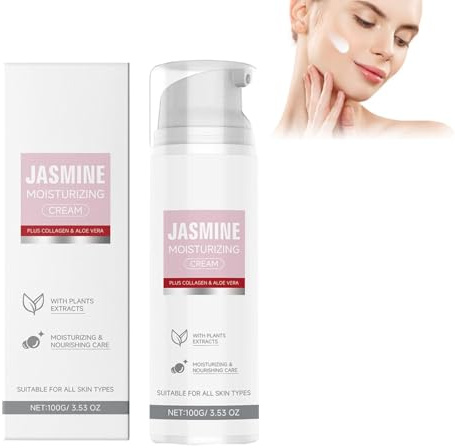 Kollagen Jasmin Befeuchtung Creme,Jasminsalbe Gesichtscreme,Jasminsalbe Feuchtigkeitscreme Schlupflider, Augenringe Entfernen, Entfernen Tränensäcke und Schwellungen (1)
