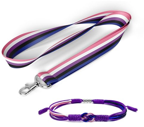 HARACRAFT 2 Stück LGBTQIA+ Zubehör, Infinity Love Armband und Passendes Regenbogen Lanyard, Pride Month Gift Set, Things Stuffs für LGBTQIA Community, Large, Polyester, Kein Edelstein