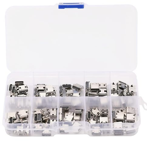 PENGLIN 100PCS 10 Types de connecteurs Femelles USB C,USB3.1 Type C connecteurs pour téléphone, réparation par Soudure, Adaptateur de Remplacement USB