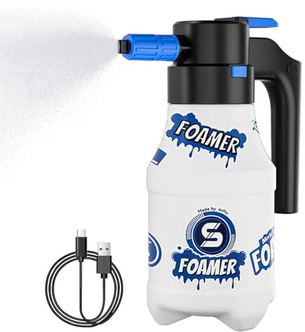 DAWCBVJQ 1.5L Schaumsprüher Auto Elektrisch 33x12,5 Cm Auto Wasch Sprüher Elektrische Sprühflasche Schaumkanone Tragbares Sprühgerät Drucksprüher Schaumsprühflaschen Pflanzen Gießen, Gartenarbeit