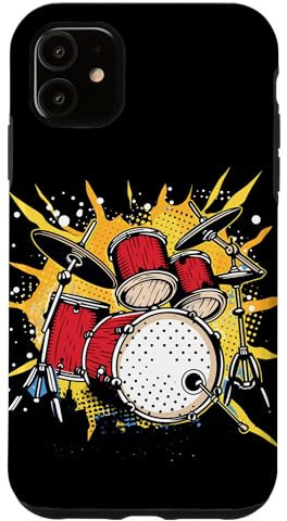 Kit de batterie Cartoony Baguettes de batterie Coque pour iPhone 11