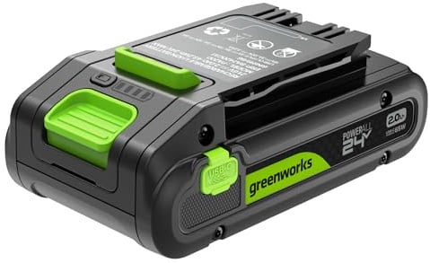 Greenworks 24V 2Ah High Power Battery with USB-C Port Li-Ion 24V 2.0 Ah Rechargeable Battery Suitable for all 200+ Greenworks 24V Devices, 2-Year Warranty - PA200