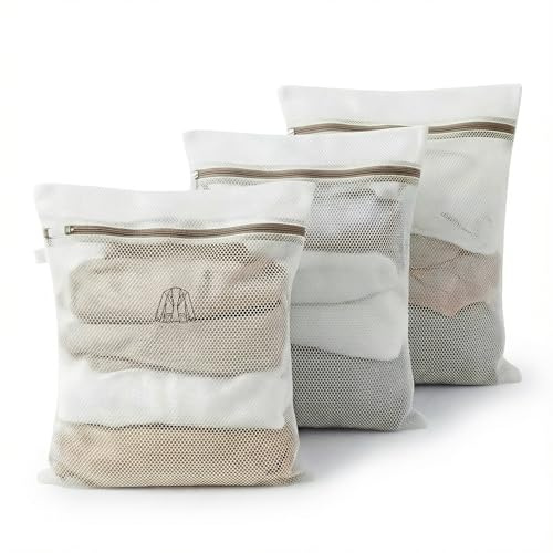 IBOPUXIU 3 Bolsas Lavadora Malla 50 x 60 Cm | Malla Resistente, Anti-rasgaduras, Cremallera Invisible, Para Abrigos, Ropa De Cama, Ropa De Viaje, Ropa De Bebé