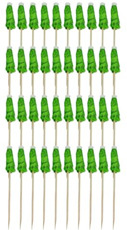Sewroro 40 Stück Grüne Palmen Papierschirmspieße Cocktail Schirmchen Zahnstocher Umweltfreundliche Einweg Deko für Sommerpartys und Getränke