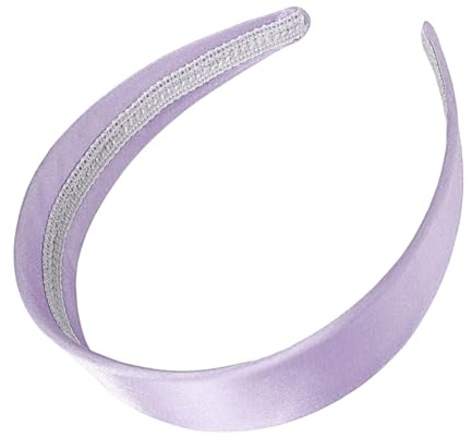 3,5 cm Bandeau Violet | Sert Tete Femme en Satin Uni | Large Serre Tete Fille | Bandeau pour Fille Sans Dents (Violet Clair)