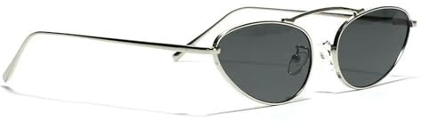 Gyios Sonnenbrille Einzigartige Kleine Ovale Trendige Metall Dreieck Brillen Uv400-silbergrau-als Bild