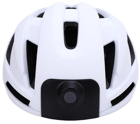 VELATEMOR Casque de Vélo avec Caméra, Casque de Cyclisme Intelligent Bluetooth HD 1080P avec Application WiFi, Objectif Grand Angle 170°, Feu Arrière intégré et Lecteur de Musique (White)