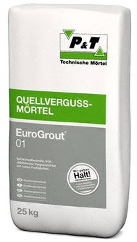 EuroGrout 01 Vergussmoertel 0-1 mm 25 kg - für alle kraftschlüssigen Vermörtelungen von Stahl und Beton mit hoher Festigkeit