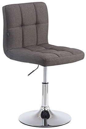 CLP Lounger Palma V2 Stoff I Höhenverstellbarer Polsterstuhl Mit Metallgestell In Chrom-Optik I Drehstuhl Mit Metallgestell, Farbe:dunkelgrau