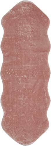 andiamo Teppich Lambskin - Kunstfell - flauschiger Teppich Schlafzimmer - geeignet als Bettvorleger Schlafzimmer oder als Fellteppich Wohnzimmer - Lammfellimitat pflegeleicht 55 x 160 cm rosa