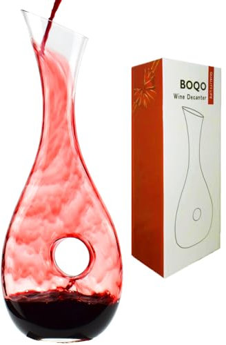 WOQO Wine Decanter, 1.2L Red Wine Carafe, Wine Gifts, Crystal Wine Aerator Pourer With Stylish Silicon Pad