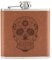 Negro Caramelo Azúcar Calavera 6oz Piel Sintética PU Petaca Marrón