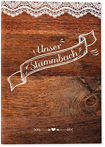 DeinWeddingshop Stammbuch der Familie | modernes Familienstammbuch, Hochzeit Standesamt Geschenk Brautpaar - Hardcover 16x21cm | DIN A5 und Kleiner (Vintage Wooden)
