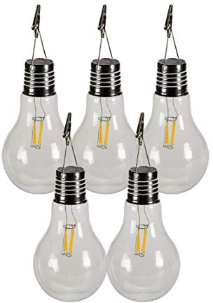 Dehner Solar-Glühbirne 5er Set, 10 x 17 cm, Glas, transparent