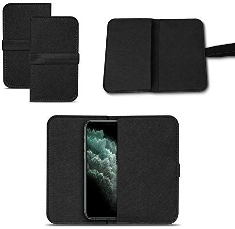 NAUCI Schutzhülle kompatibel für Apple iPhone 11 Pro Tasche Cover Hülle Case Smartphone Sleeve Filztasche Universal, Farbe:Schwarz