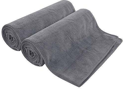 Sunland Mikrofaser Handtuch Großes Ultra Weiches Perfekte Gym Handtuch, Strandhandtuch und Reisehandtuch Schnelltrocknend & Saugstark für Erwachsene und Kinder, 61cm x 122cm, Grau, 2 Stück