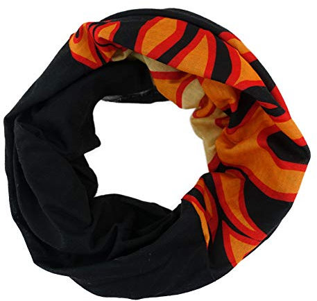 TigerTie Multifunktionstuch in rot orange schwarz mit Flammenmotiv - Tuch - Schal - Schlauchtuch - Wundertuch, Gr.48 cm x 48 cm (Umfang)