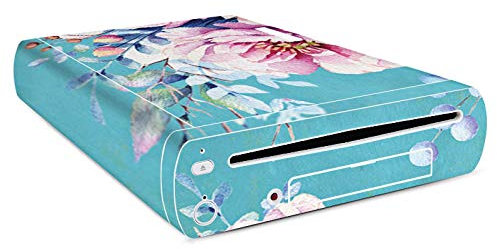 DeinDesign Autocollant Compatible avec Nintendo Wii U Konsole Sticker Film Autocollant Bleu Rose Fleurs