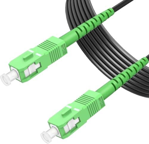 Elfcam - Cavo in Fibra Ottica Blindato in Acciaio SC/APC a SC/APC Simplex Monomodale,per Installazioni all'Interno e all'Esterno, Compatibile con TIM Vodafone e WindTre Fibra (15M)