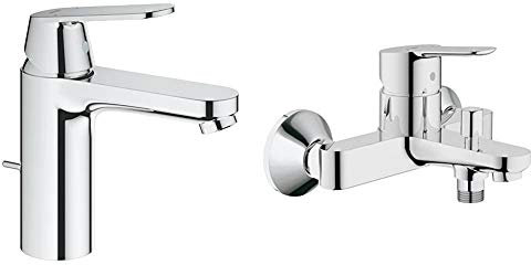 GROHE Eurosmart Cosmopolitan | Badarmatur - Einhand-Waschtischbatterie, mit Mengenbegrenzung | M-Size | chrom | 23325000 & BauEdge | Badarmatur - Einhand-Wannenbatterie | chrom | 23334000