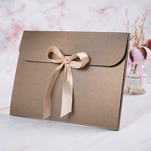 10er-Pack große Geschenkumschläge mit Schleifenband - Dicke Vintage-Umschläge für Hochzeit, Geburtstagseinladungen, Babyparty, Abschluss