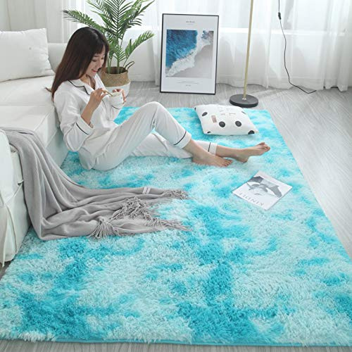 FACAI Superweiche Flauschige Zottelteppiche,Anti-Rutsch-Yoga-Matte Teppiche,Super Plüsch Extra Große Teppiche für Wohnzimmer Schlafzimmer Boden Teppich,blue-200X250cm