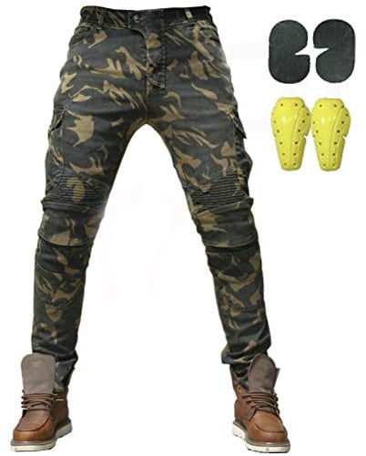 Uomo Moto Biker Jeans Rinforzato Protezione Pantaloni Linning Includono Armature Motorcycle Pants (as6, Alpha, m, Regular, Regular, Camouflage, M = 30W / 31L)