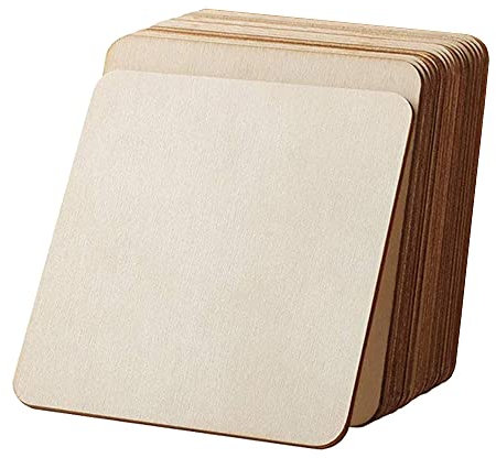 Holzscheiben, Runde Holzscheibe, für Dekoration, Untersetzer, Handwerke, Bemalen, DIY (Quadrat, 10CM-20PACK)