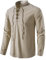 Herren Retro Schnürung Mittelalter Kostüm Shirts Baumwolle für Halloween Cosplay Renaissance Wikinger Pirat Vampir Gothic Steampunk Viktorianische Kleidung, Khaki, M