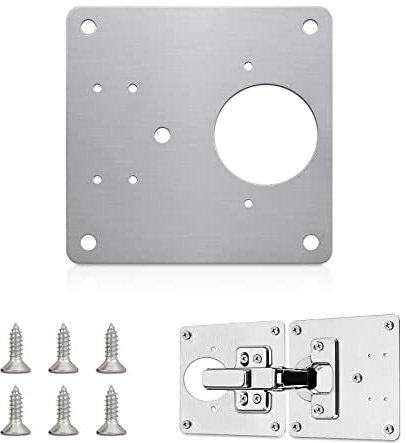 Scharnier Reparaturplatte, Edelstahl Scharnier Reparaturplatte,Küchenschrank Reparaturplatten mit Schrauben für die Reparatur von Tür Schrank Wohnmöbel Schublade Kisten Fenster (1 Stück)