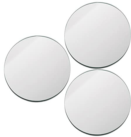 perfk Acrylic Decorative Mirror Trays Candle Plate Serving Tray Vanity Tray Stand 3Pcs Round Mirror Plate for Dresser Wedding