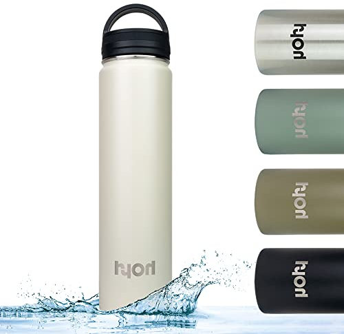 HYOH Traveller Botella de agua aislada al vacío, mantiene las bebidas frías y calientes, apta para lavavajillas, 100% reciclable, doble pared aislada al vacío, botella de agua de acero inoxidable,