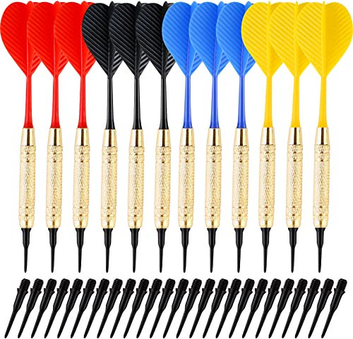 Vegena Dartpfeile mit kunststoffspitze - 12 Stück 18 Gramm Dartpfeile Soft Darts Pfeile Set, Softdarts Dartpfeile Profi mit 100 Kunststoff Dartspitzen