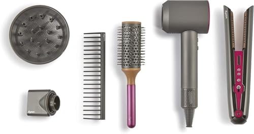 Casdon Dyson Jouets - Kit de Coiffure Supersonic & Corrale Deluxe - Lisseur et sèche-Cheveux Fonctionnels - Comprend des lumières et des Sons interactifs - 3 Ans +, Gris