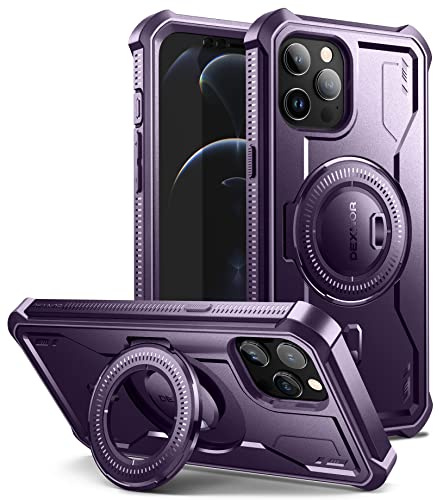 Dexnor for iPhone 12 Pro Max Case Compatible for MagSafe[Built in Screen Protector and Kickstand]，Heavy Duty Military Grade Protection Shockproof Protective Cover for iPhone 12 Pro Max - Purple