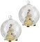 etc-shop Tischleuchte Weihnachtsdeko LED Dekoleuchte Glaskugel batteriebetrieben, Christbaumkugel, mit Tannenbaum und Schneeflocken, 2er Set